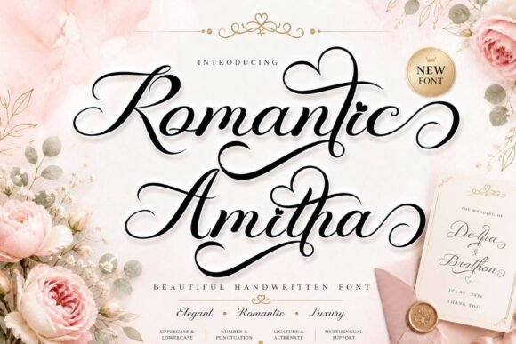 Romantic Amitha: A Handwritten Font for Elegant Projects